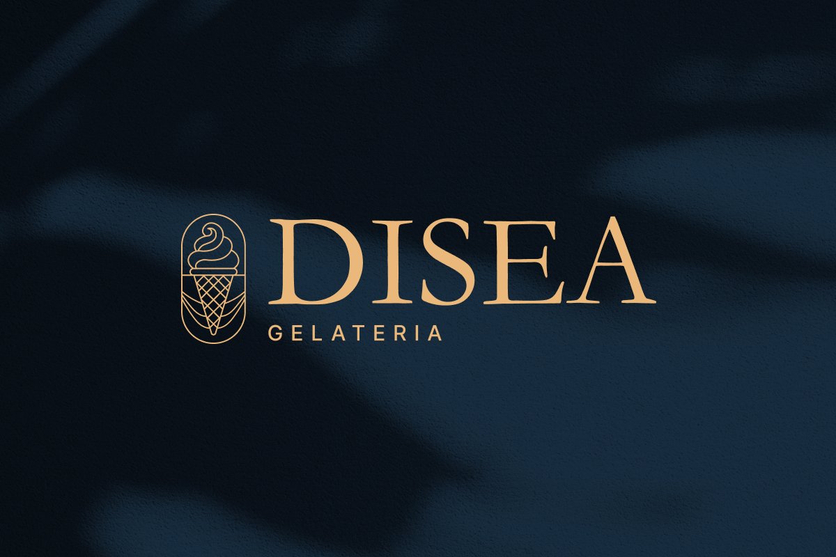 Disea Gelateria logo and brand identity with packaging and cone designs by 3038 Studio