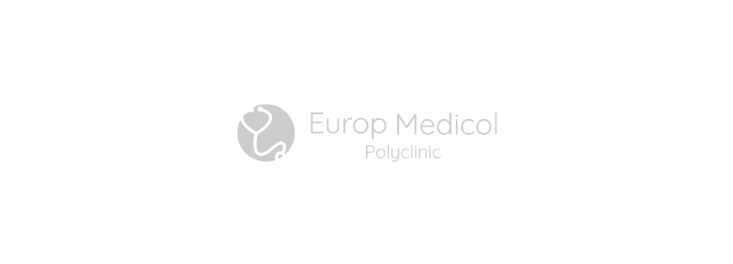 Europ Medicol polyclinic logo in gray, digitalisation and branding support by 3038 Studio